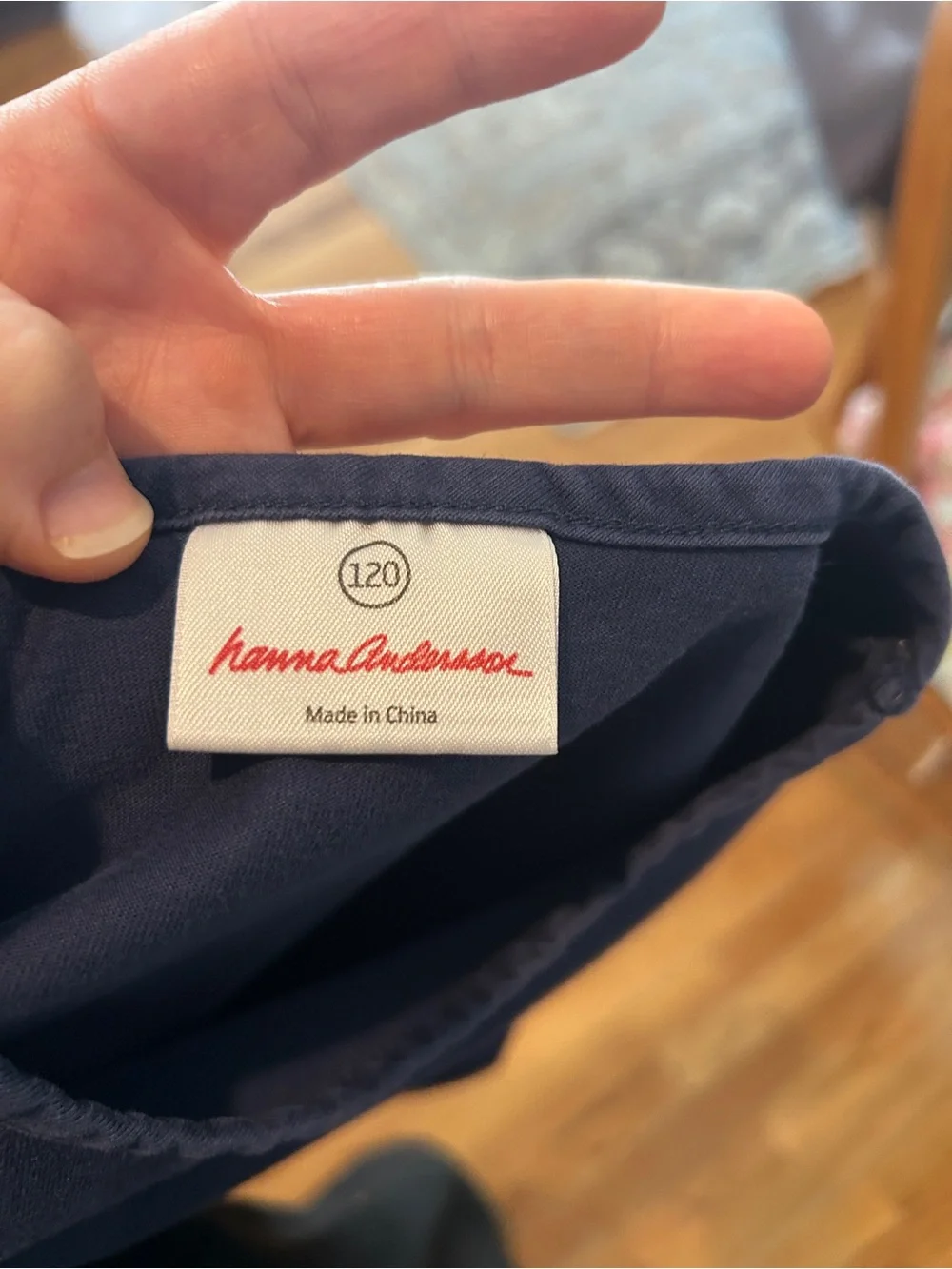Hanna Andersson Navy Dress with Teal Waist Tie